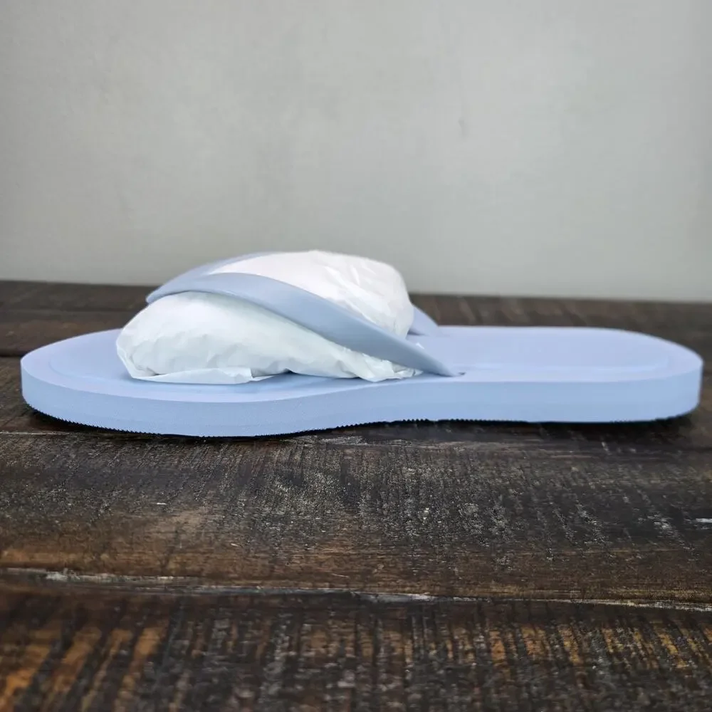 NEW Tory Burch Kira Padded Flip Flop TPU Womens Size 8 Aria Blue Silver Logo